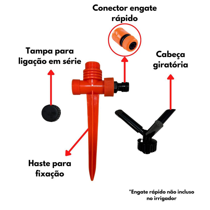 Irrigador de Jardim Giratório com 3 Jatos Force