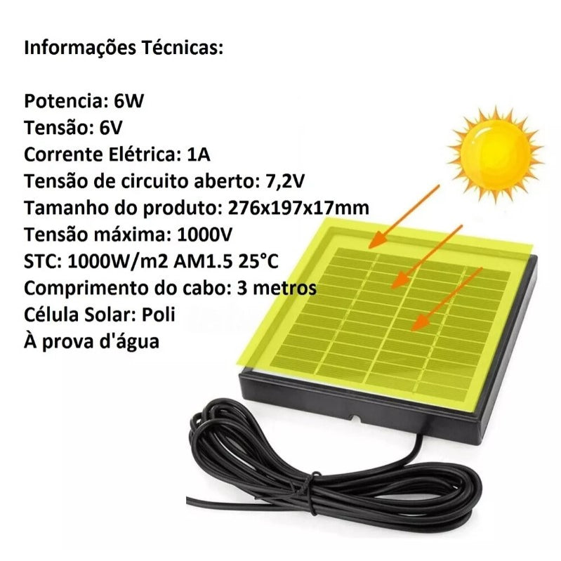 Mini Placa Painel Solar Com USB 6w/6v Carregador de Celular E Outros